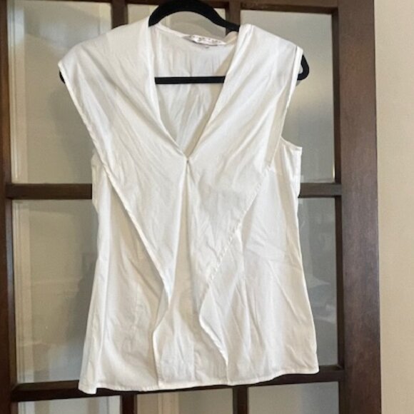 Trina Turk White Sleeveless Blouse, Size Medium - Picture 1 of 5